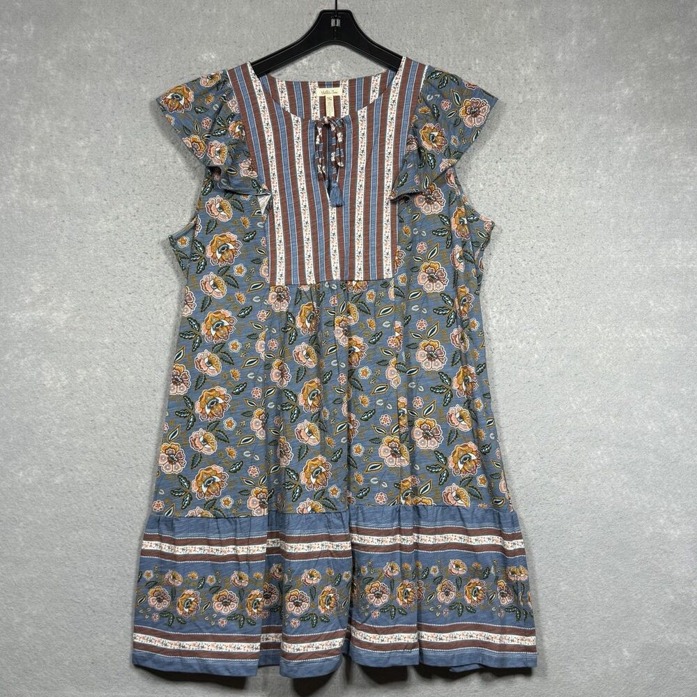 Matilda Jane Dress Xl Heart To Heart Pasture Blue Floral Flutter Sleeve Dress